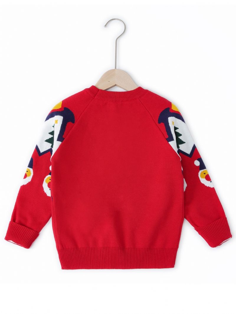 Piger Sød Julemand Med Rund Hals Strikket Sweater Jul Nyhed