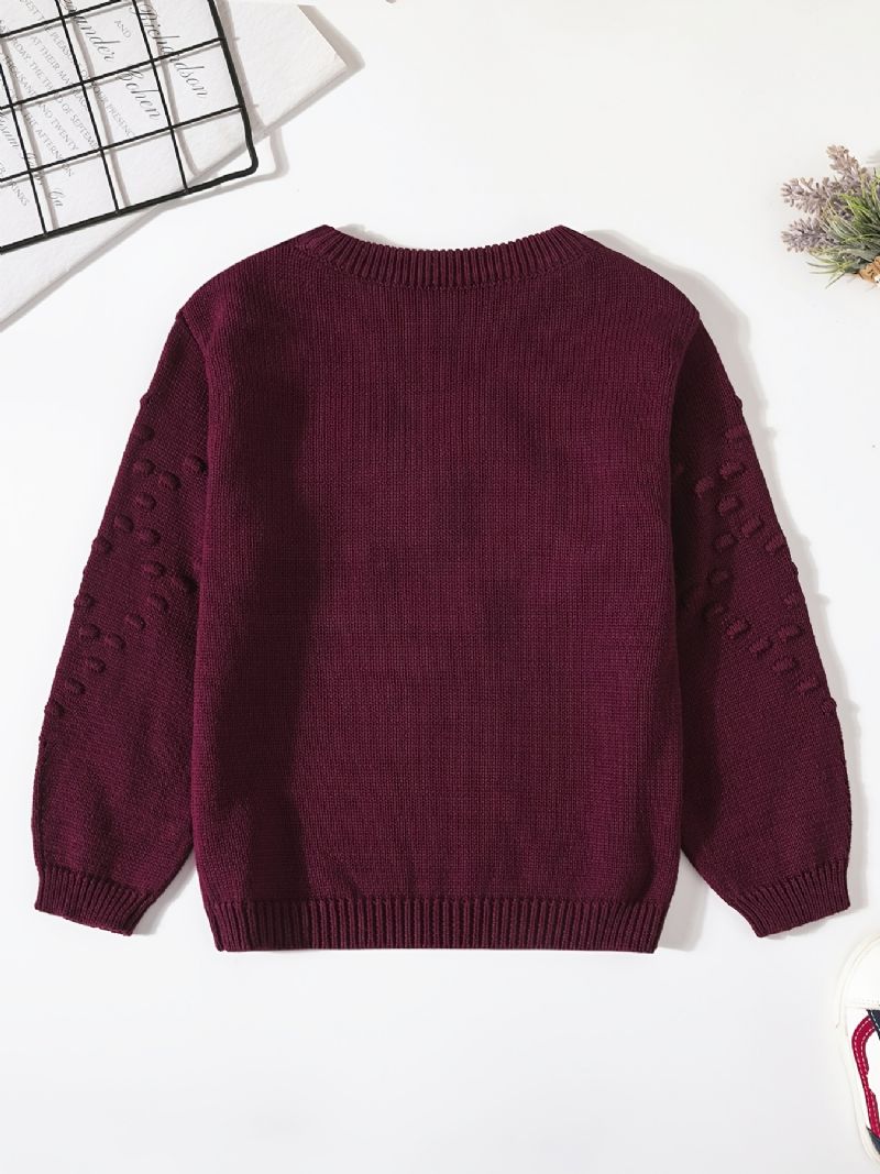 Piger Solid Termisk Pullover Sweater Med Kabel Strik Mønster Til Vinter Børnetøj