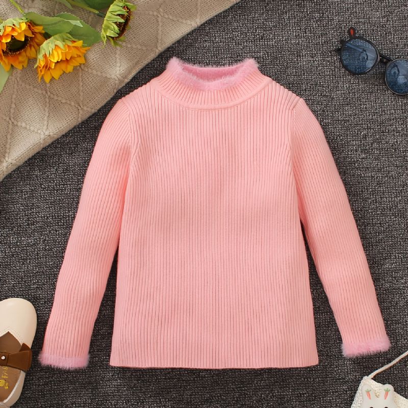 Piger Strikket Stribet Pink Pullover Sweater Winter