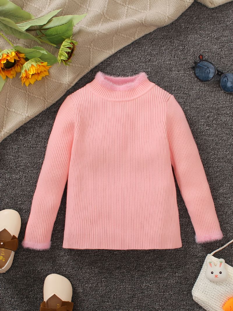 Piger Strikket Stribet Pink Pullover Sweater Winter