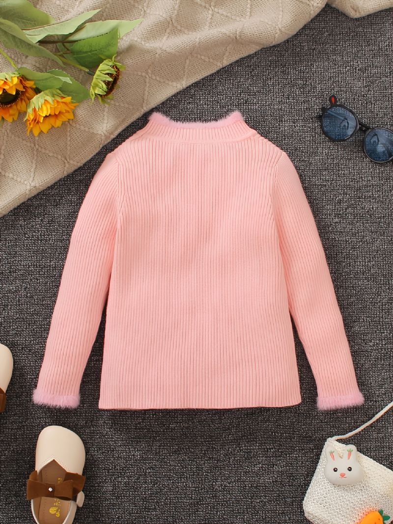 Piger Strikket Stribet Pink Pullover Sweater Winter