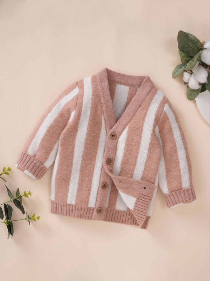 Småbørn Baby Pige Strik Cardigan Jakke Børn Flæse Langærmet Button Down Sweater Top Varm Frakke Efterår Vinter