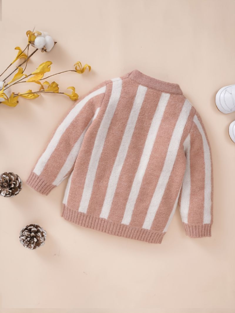 Småbørn Baby Pige Strik Cardigan Jakke Børn Flæse Langærmet Button Down Sweater Top Varm Frakke Efterår Vinter