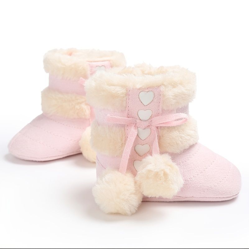 Infant Baby Piger Booties Blødsålede Anti-slip High Top Prewalker Sko Til Vinter