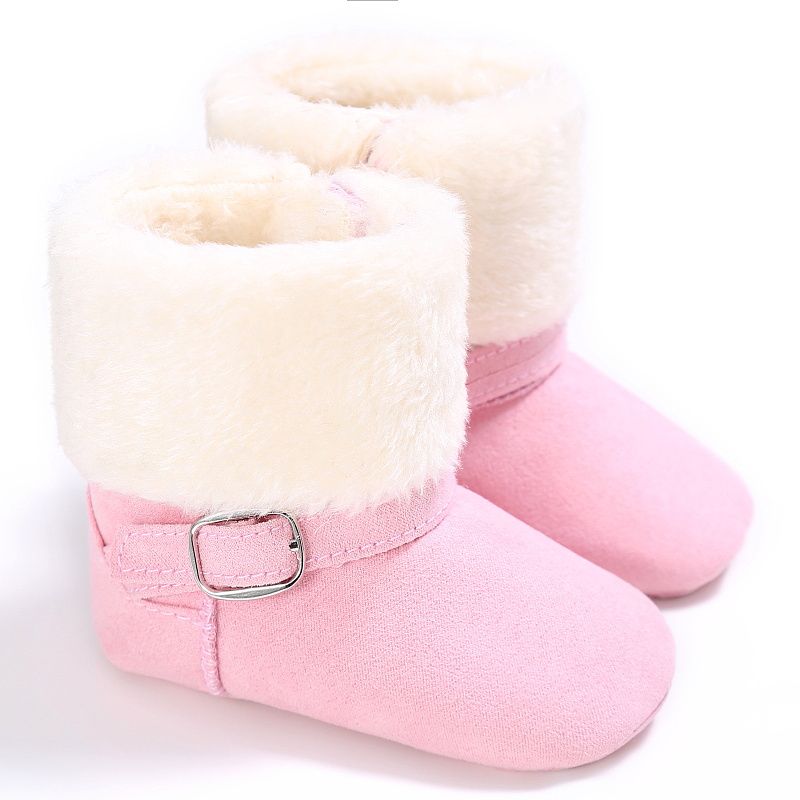 Infant Baby Piger Booties Blødsålede Anti-slip High Top Prewalker Sko Til Vinter