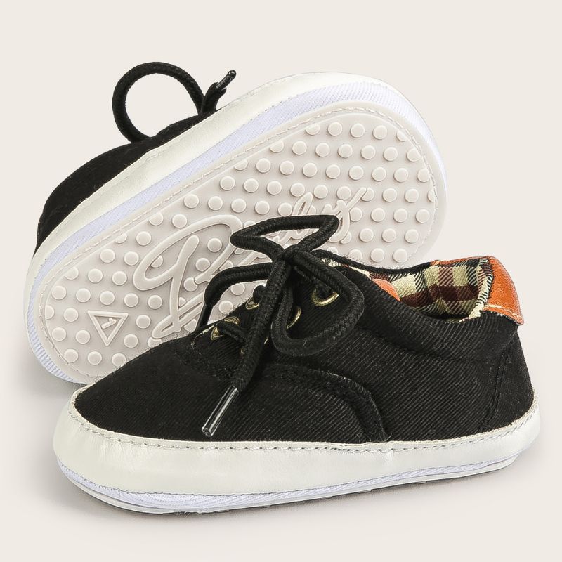 Baby Drenge Casual Simple Canvas Sneakers Klassiske Skridsikre Bløde Såler Snøresko Til Småbørn Til Gåture