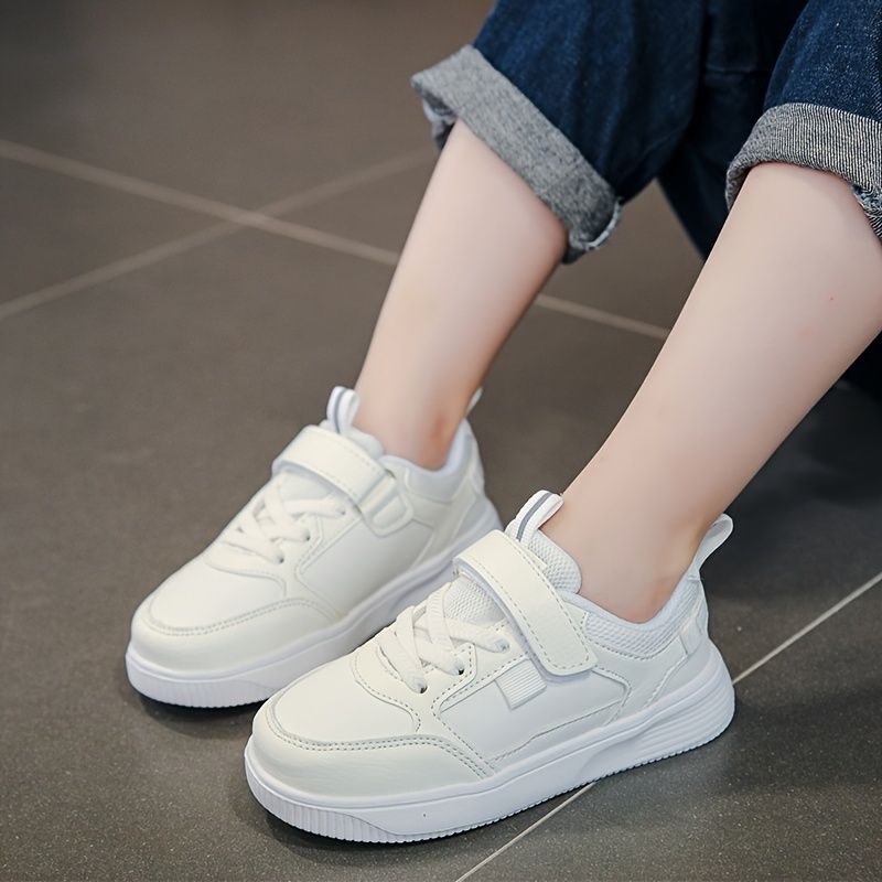 Drenge Casual Solid White Sneakers Snøre-up Vandtæt Low Top Skate Sko Til Udendørs