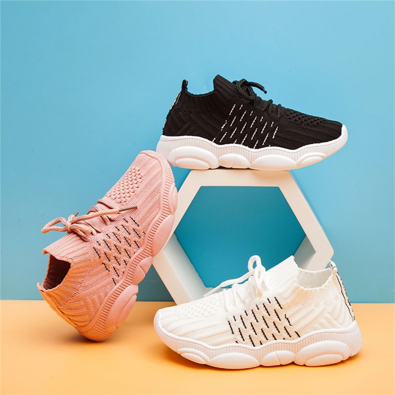 Småbørns Drenge Og Piger Ensfarvede Mesh Sport Casual Sneakers Sportssko