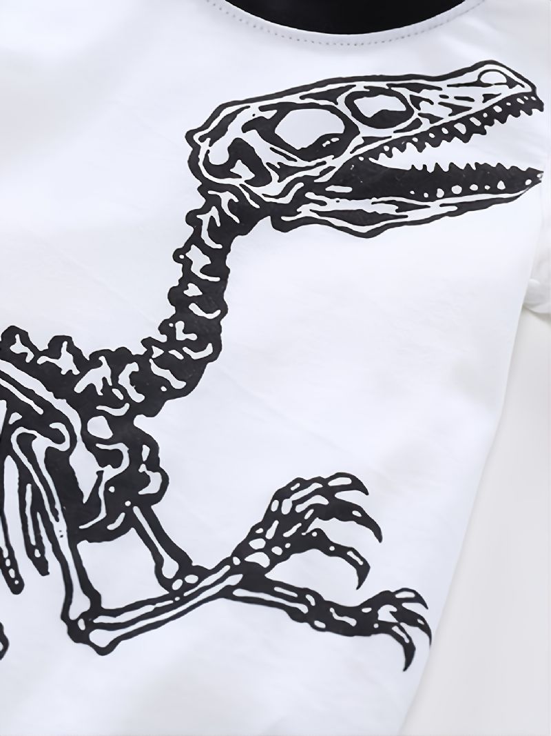 2 Stk Drenge Casual Crew Neck Dinosaur Print Pyjamas Sæt Børnetøj