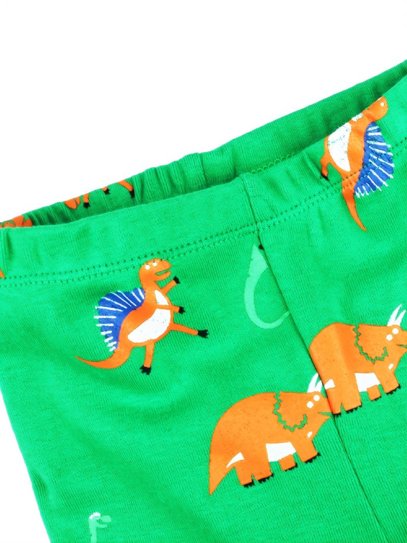 2 Stk Drenge Casual Karton Dinosaur Printede Pyjamas Sæt