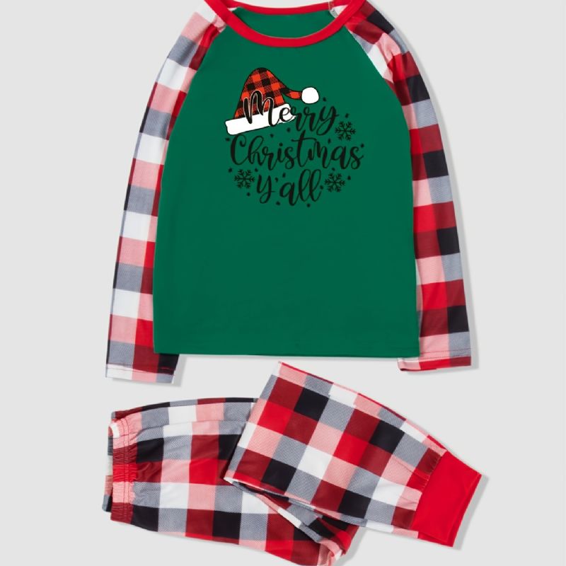 2023 Merry Christmas Plaid-stribet Pyjamas Loungewear Drenge