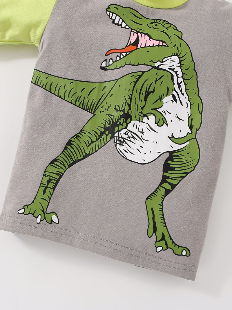 Baby Drenge Pyjamas Dinosaur Print Rund Hals Langærmet Top & Bukser Sæt