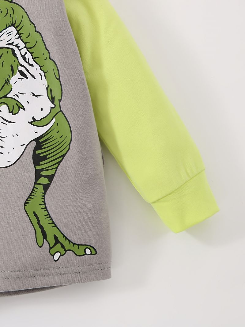 Baby Drenge Pyjamas Dinosaur Print Rund Hals Langærmet Top & Bukser Sæt