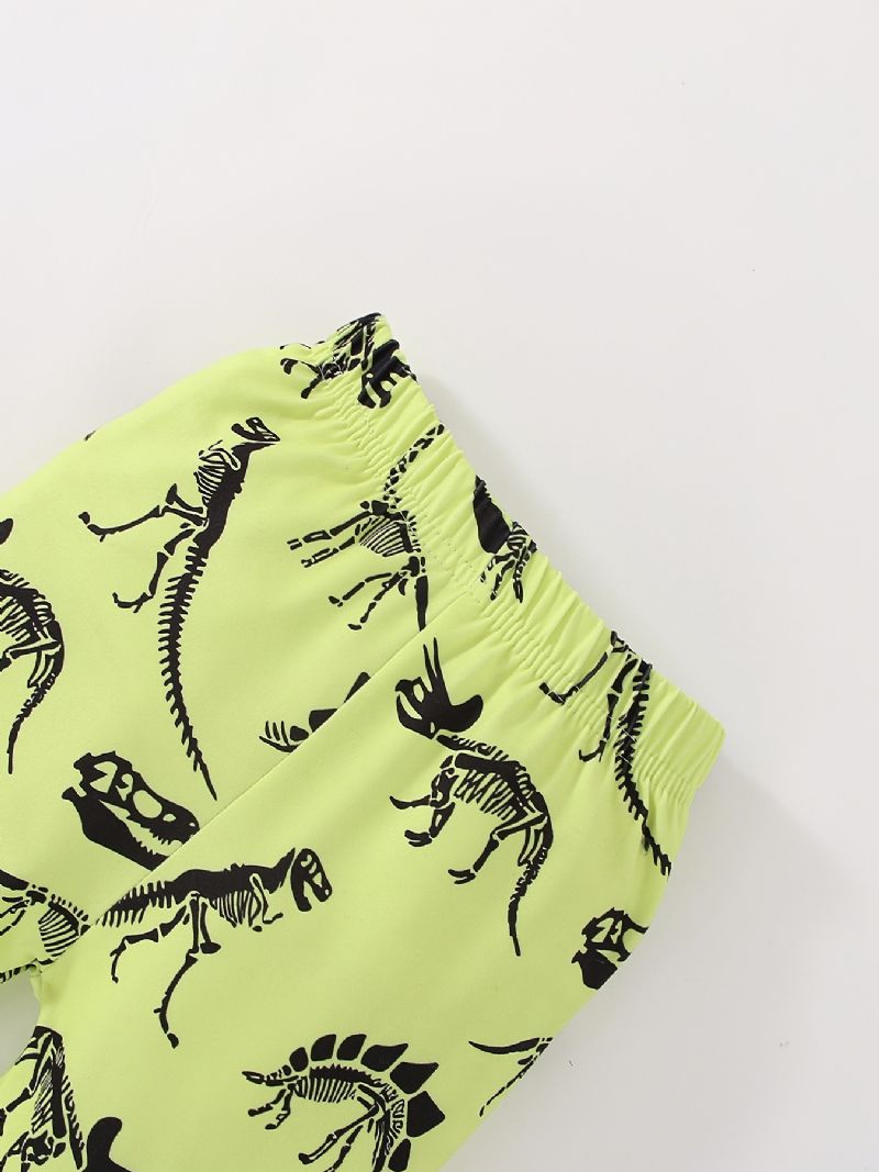 Baby Drenge Pyjamas Dinosaur Print Rund Hals Langærmet Top & Bukser Sæt