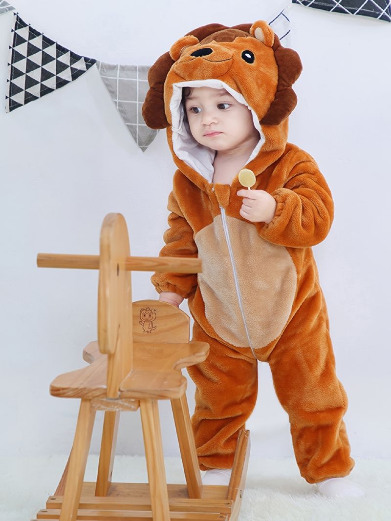 Baby Hooded Romper Thermal Animal Costume Jumpsuit Novelty Pyjamas