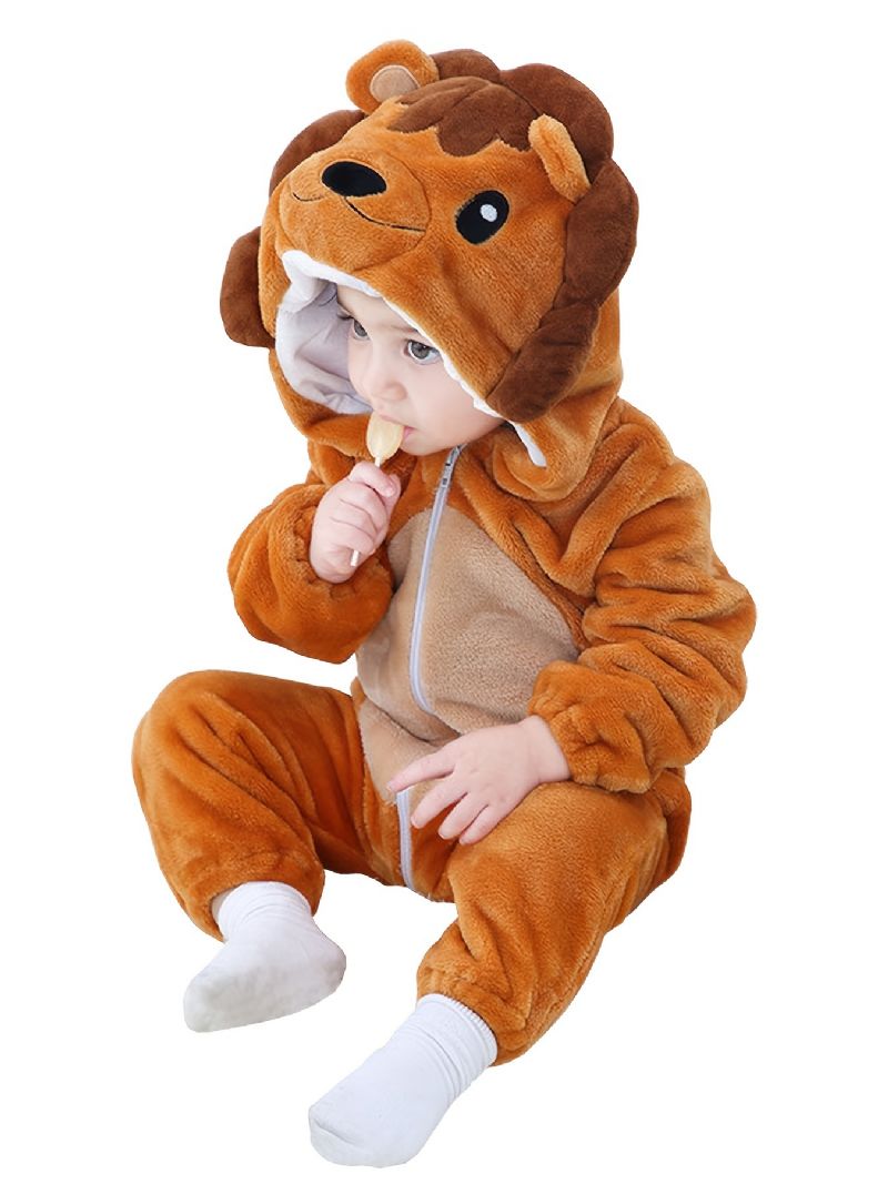 Baby Hooded Romper Thermal Animal Costume Jumpsuit Novelty Pyjamas