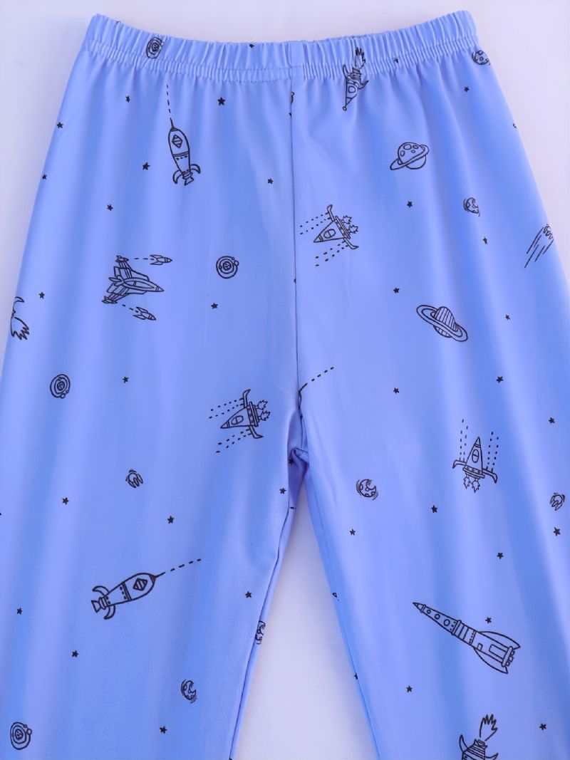 Drenge Blue Airplane Rocket Print Pyjamassæt