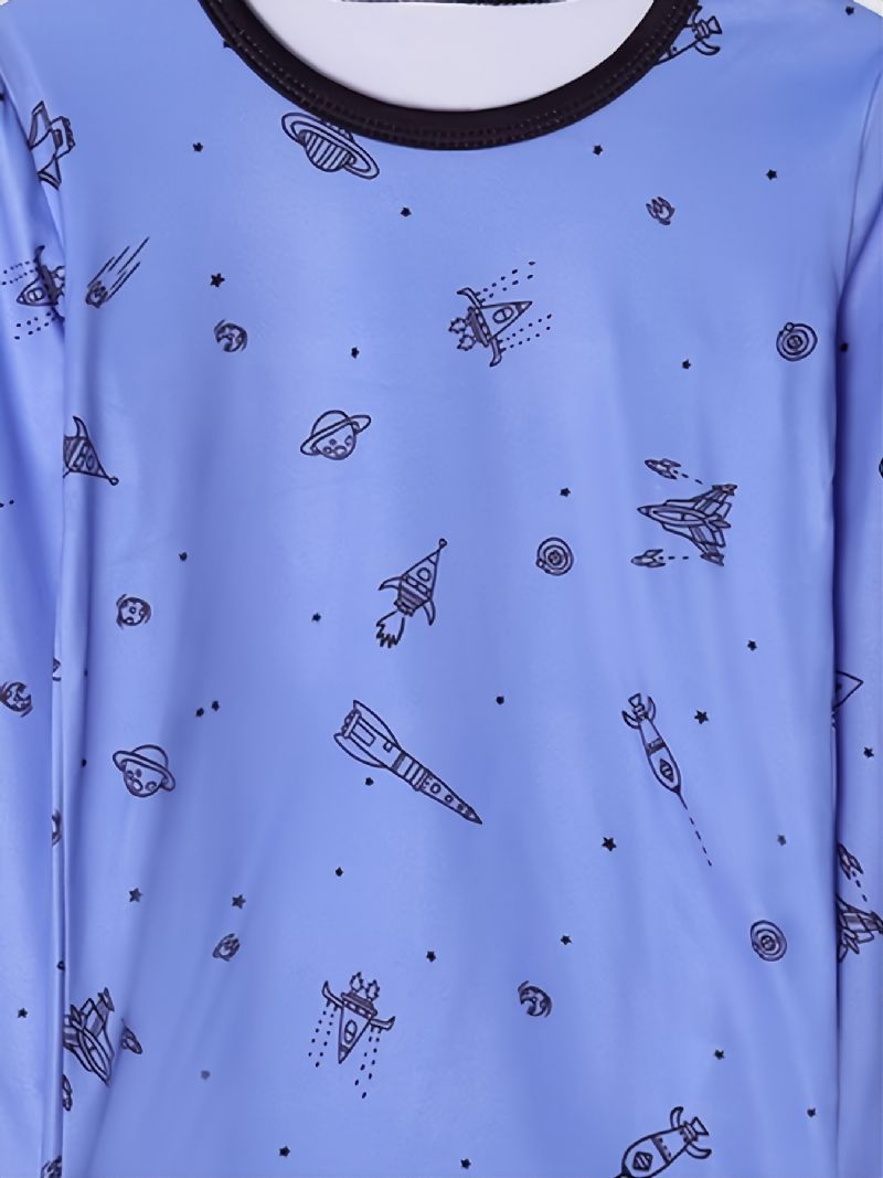 Drenge Blue Airplane Rocket Print Pyjamassæt