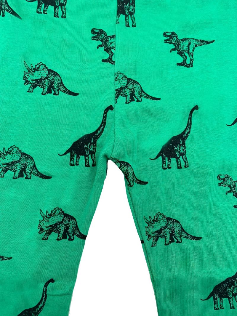 Drenge Lounge Wear Homewear Langærmet Top Og Matchende Bukser Sæt Med Tegneserie Dinosaur Print Pyjamas Sæt