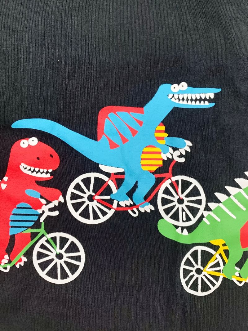 Drenge Pyjamas Familieoutfit Tegnefilm Dinosaur Print Rundhalset Langærmet Top & Bukser Sæt Børnetøj