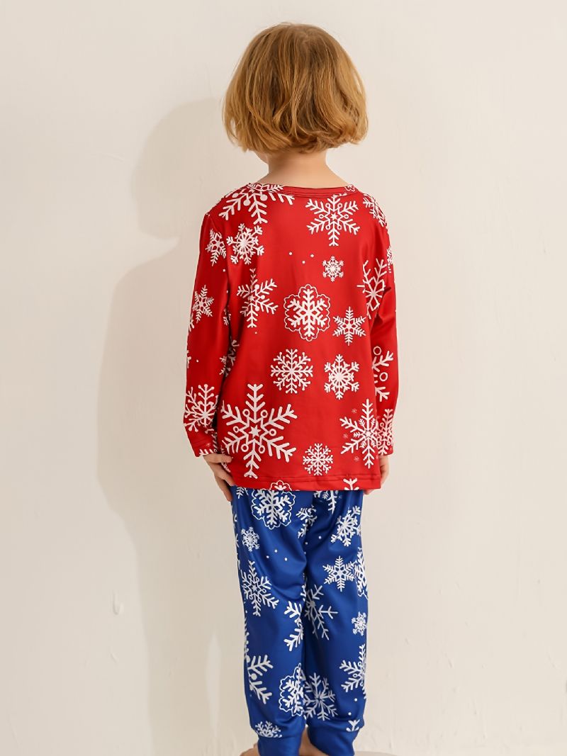 Piger Christmas Snowflake Print Rund Hals Langærmet Top & Bukser Sæt Pyjamas Jul