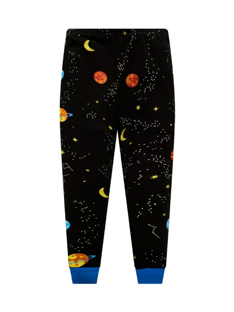 Popshion 2 Stk Drenge Starry Sky Cosmic Planet Langærmet Pyjamas Bomuldsdragt