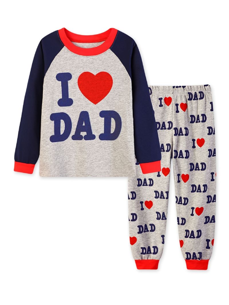 Pyjamassæt Til Småbørn Drenge Med Slogan Jeg Elsker Far Jeg Mor