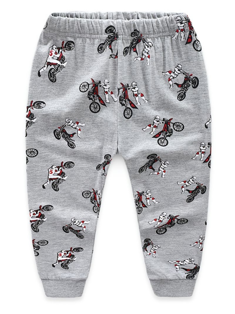 Småbørn Børn Drenge Pyjamas Sæt Langærmet Top & Bukser Med Moto Print Sæt