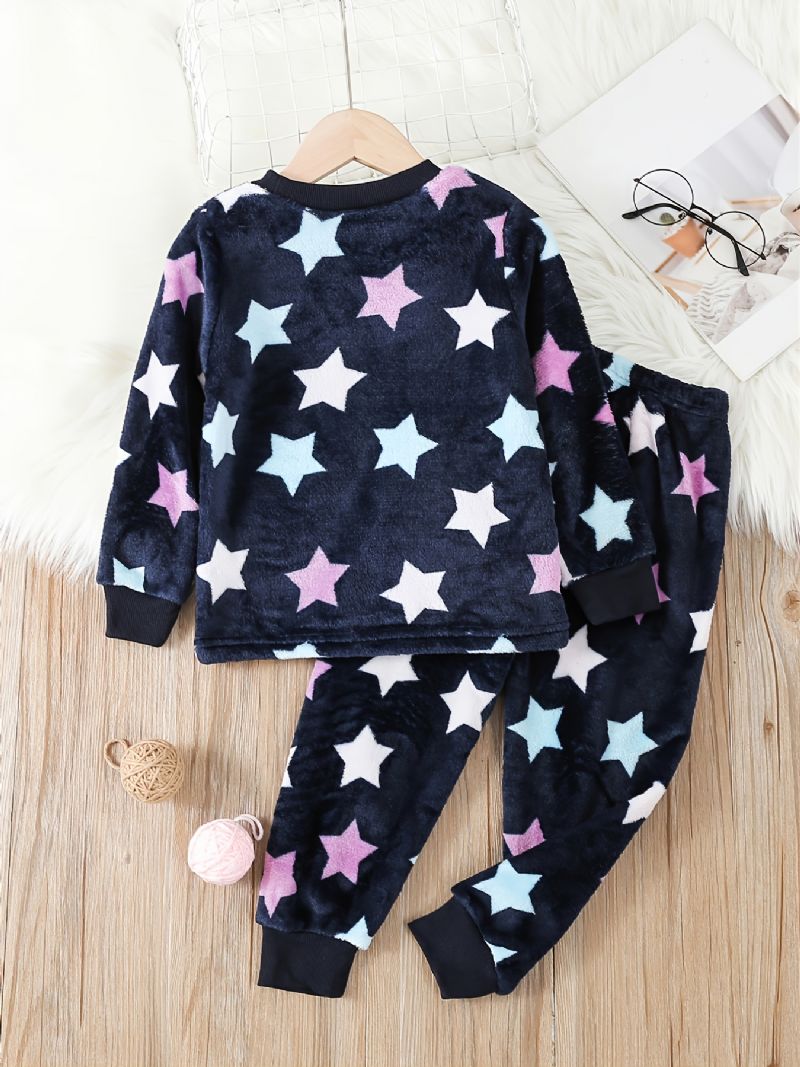 Småbørn Piger Flanell Star Pattern Pyjamas Pullover Bukser