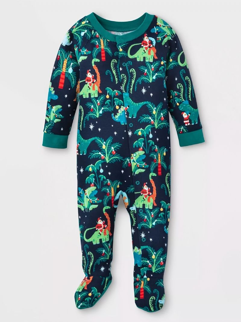 Toddler Baby Pyjamas Familie Outfit Dinosaur Print Rund Hals Langærmet Jumpsuit Romper For Drenge Piger