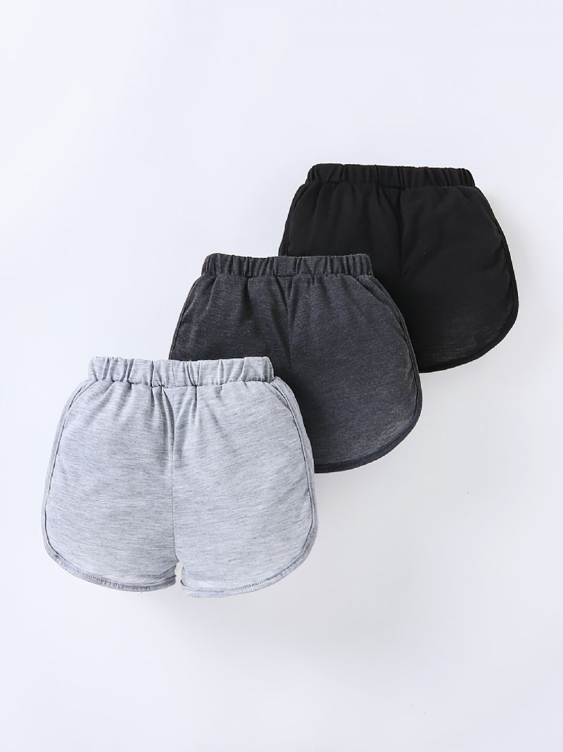 3 Stk Piger Letvægts Casual Elastisk Talje Shorts Børnetøj Til Sommer