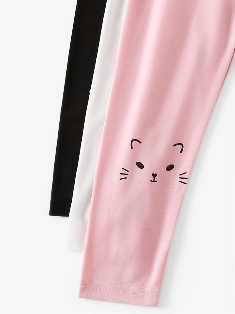 3 Stk Piger Casual Elegant Cute Cat Print Leggings Til Vinter