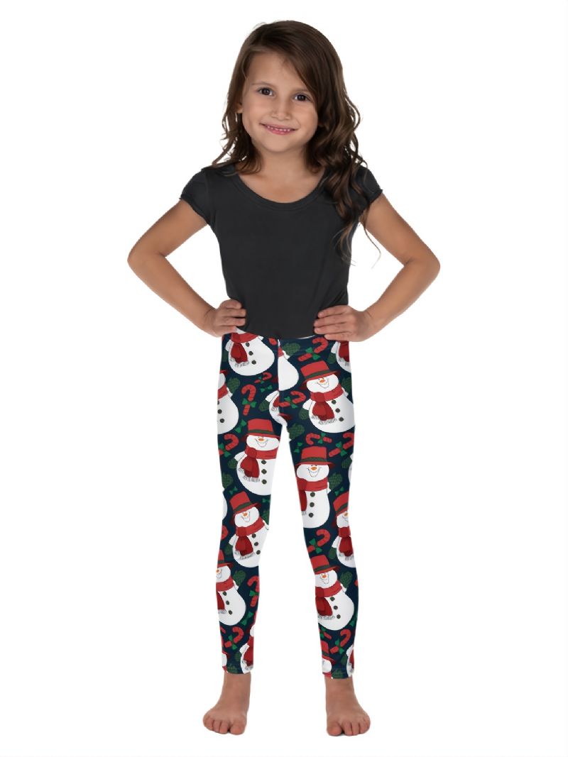 Autumn Winter Piger Christmas Series Snowman Printed Leggings