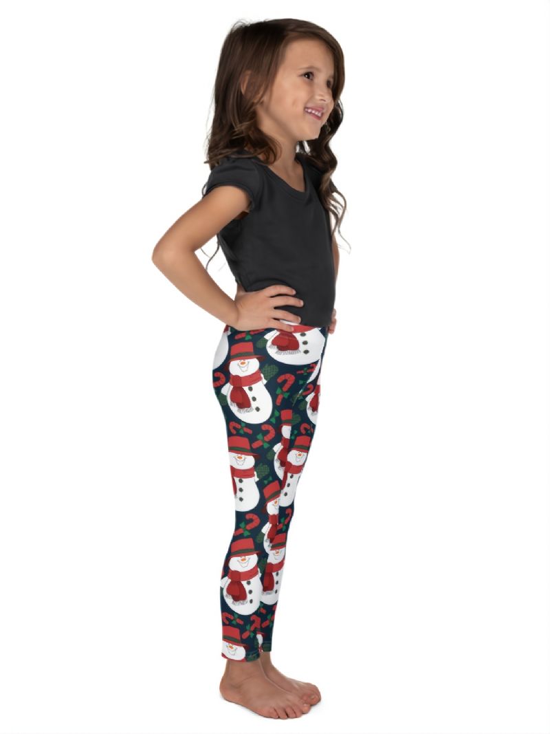 Autumn Winter Piger Christmas Series Snowman Printed Leggings