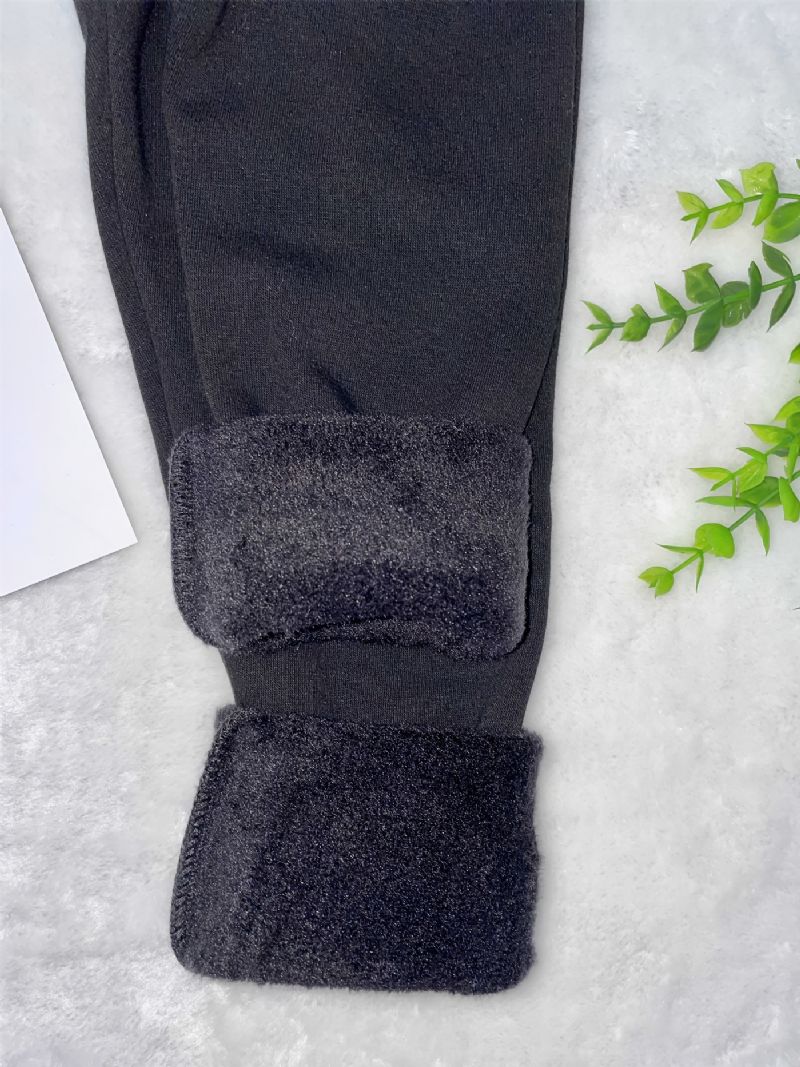 Baby Piger Leggings Bomuld Ensfarvet Fleece Varme Bukser Vinter