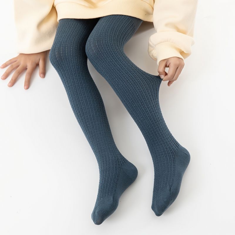 Babypiger Ensfarvet Striktights Leggings Strømper Bløde Varme Strømpebukser Børnetøj