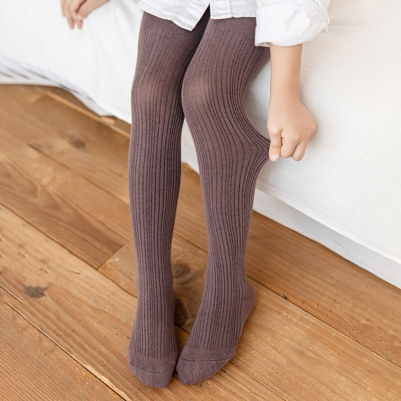 Babypiger Ensfarvet Striktights Leggings Strømper Bløde Varme Strømpebukser Børnetøj