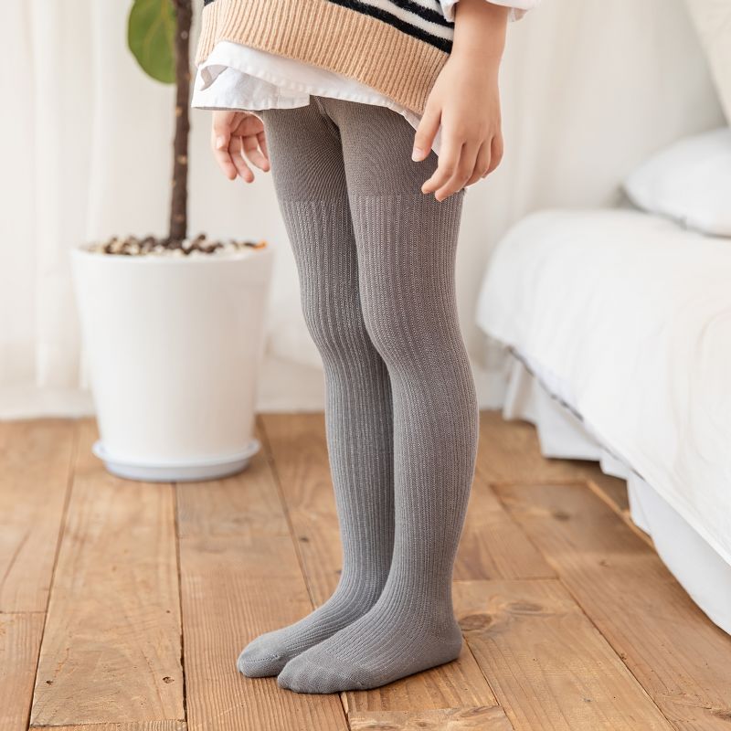 Babypiger Ensfarvet Striktights Leggings Strømper Bløde Varme Strømpebukser Børnetøj