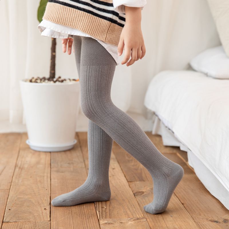 Babypiger Ensfarvet Striktights Leggings Strømper Bløde Varme Strømpebukser Børnetøj