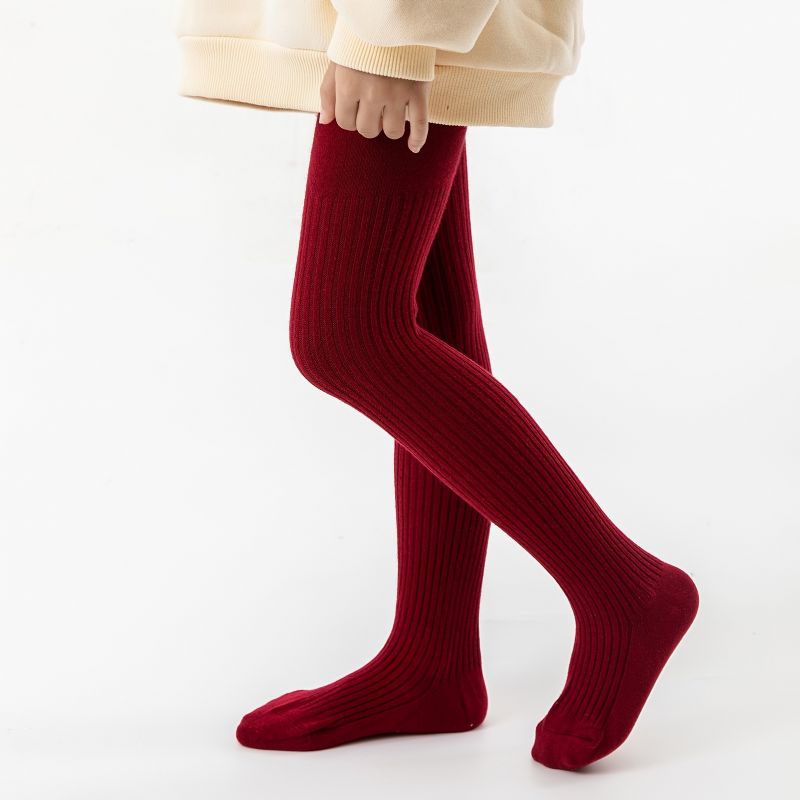 Babypiger Ensfarvet Striktights Leggings Strømper Stretchy Strømpebukser Til Vinter