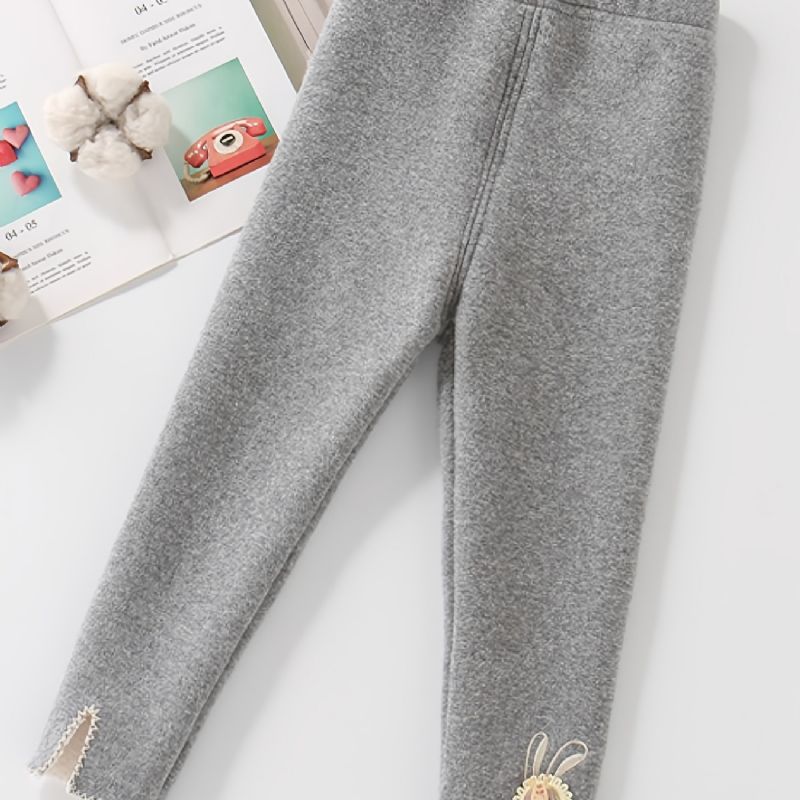 Babypiger Leggings Fleece Varmt Ensfarvet Børnetøj