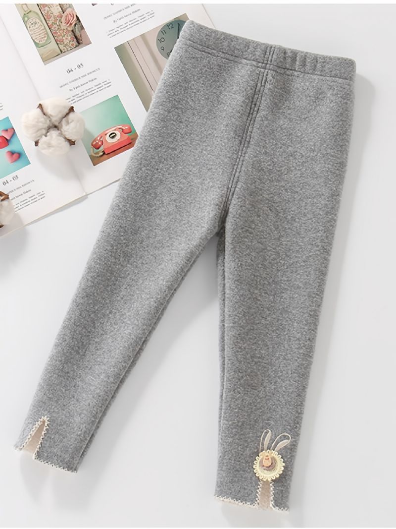 Babypiger Leggings Fleece Varmt Ensfarvet Børnetøj