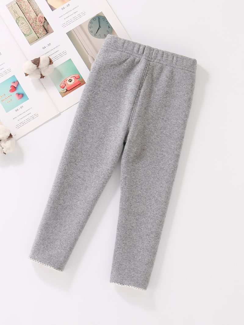 Babypiger Leggings Fleece Varmt Ensfarvet Børnetøj