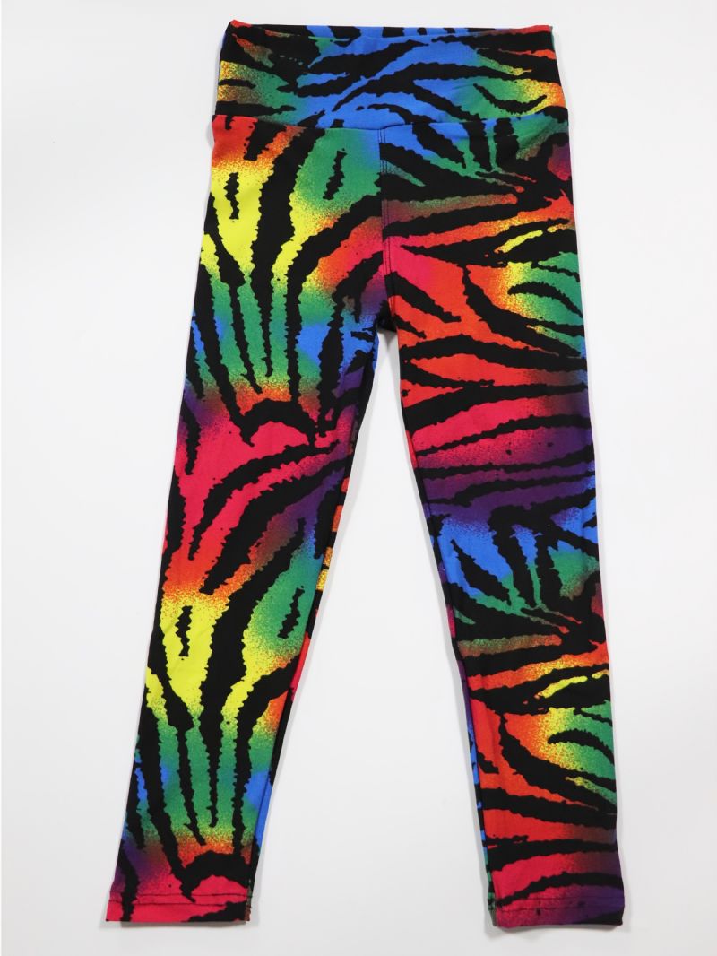 Børn Piger Sort Regnbue Tie Dye Leggings Tie Dye Stretch Bløde Bukser