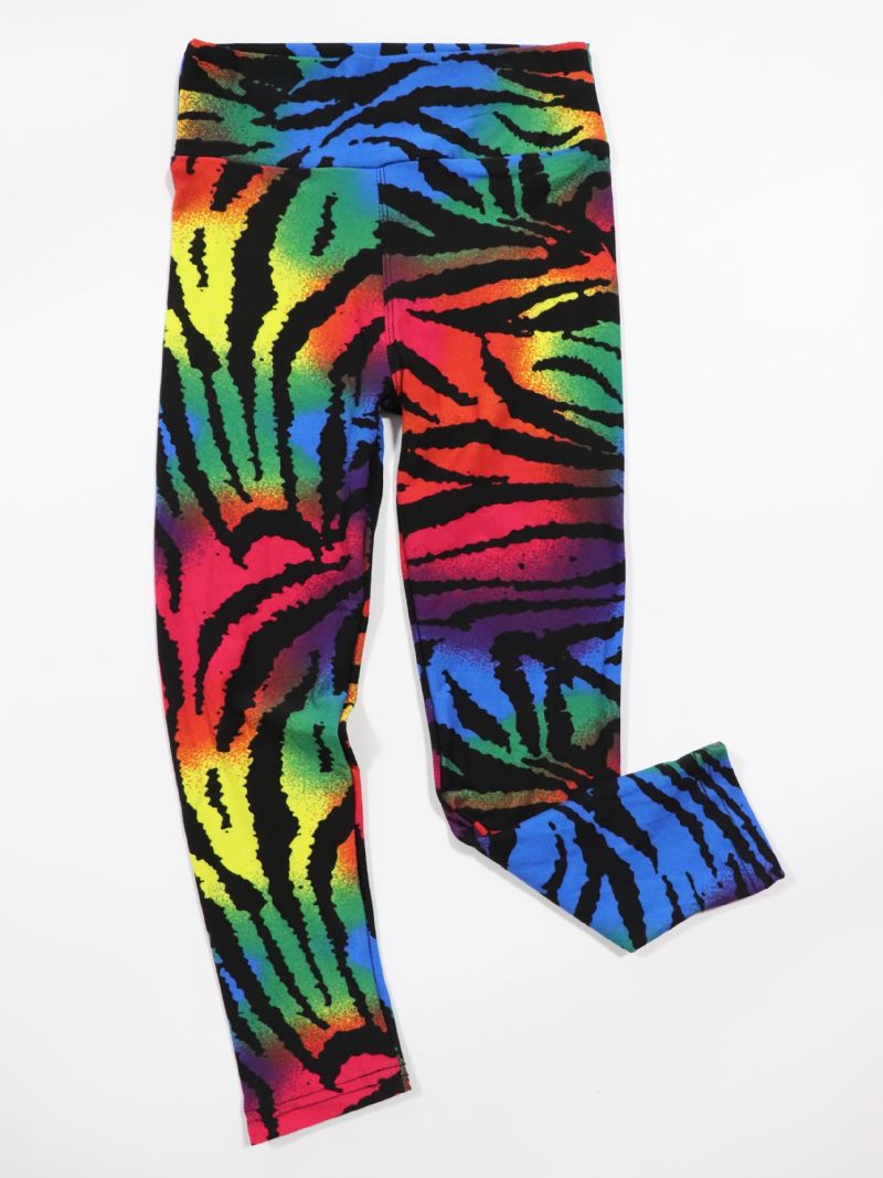 Børn Piger Sort Regnbue Tie Dye Leggings Tie Dye Stretch Bløde Bukser