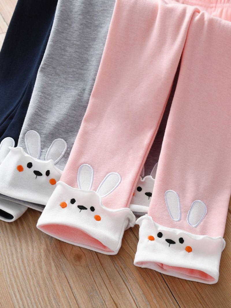 Nye Søde Broderede Bunny-leggings Til Piger