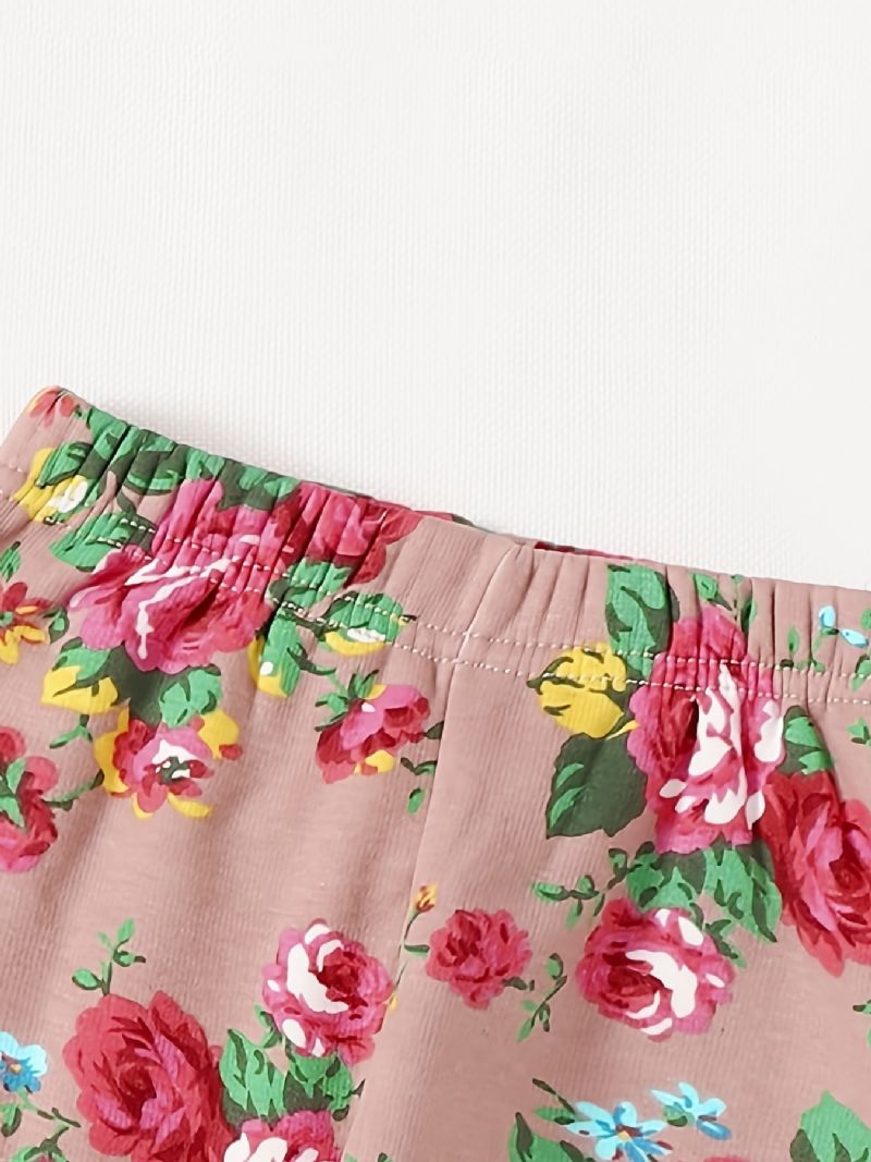 Piger Bomuld Elastisk Blomsterprint Legging Børnetøj