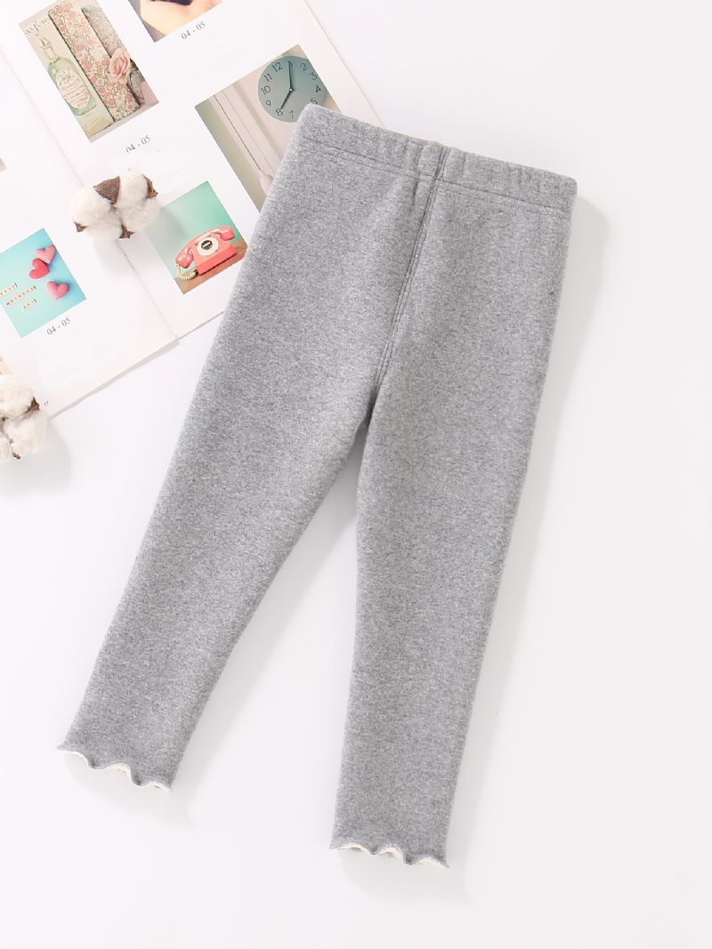 Piger Casual Dressy Fleece Thermal Leggings Med Svampeprint Til Vinter