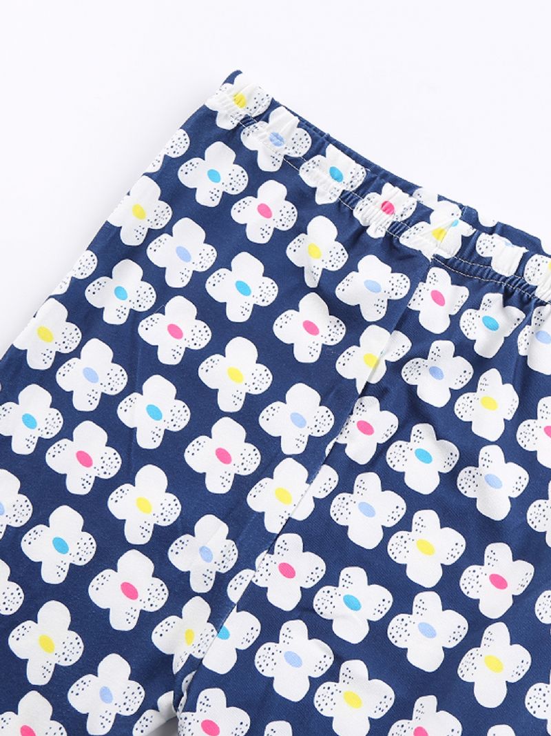 Piger Casual Søde Blomsterprint Stretchy Leggings Til Vinter Azure