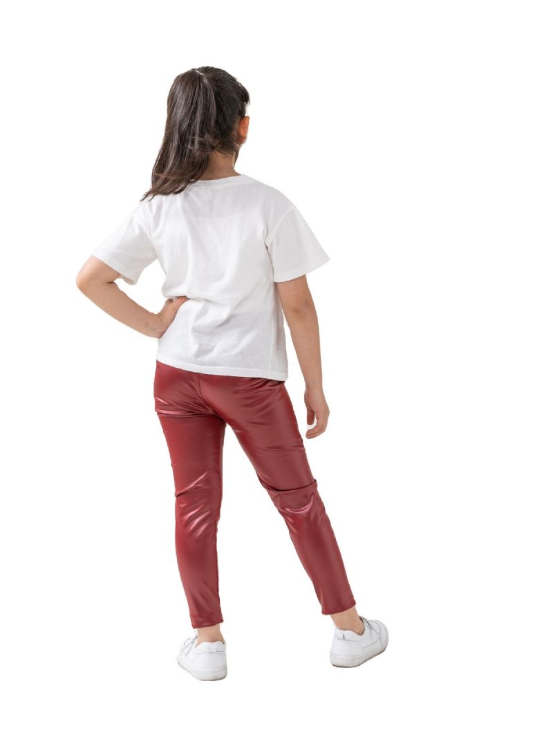 Piger Casual Solid Lang Elastisk Talje Leggings Bukser Tøj